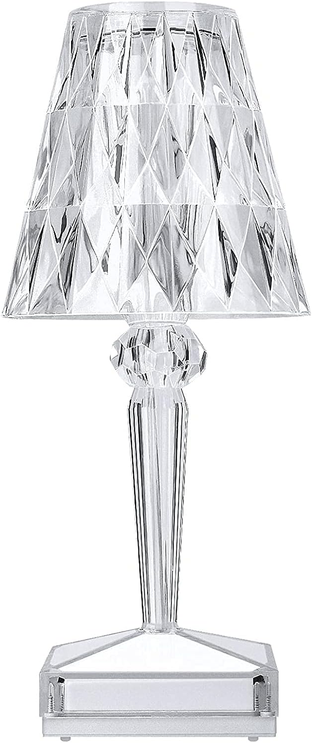 Crystal Table Lamp, Crystal Night Light Dimming Bedside Light with USB Charging, Portable Acrylic Transparent LED Nightstand Lamp Desk Lamp for Bedroom, Living Room, Study Room and Office Decor … …