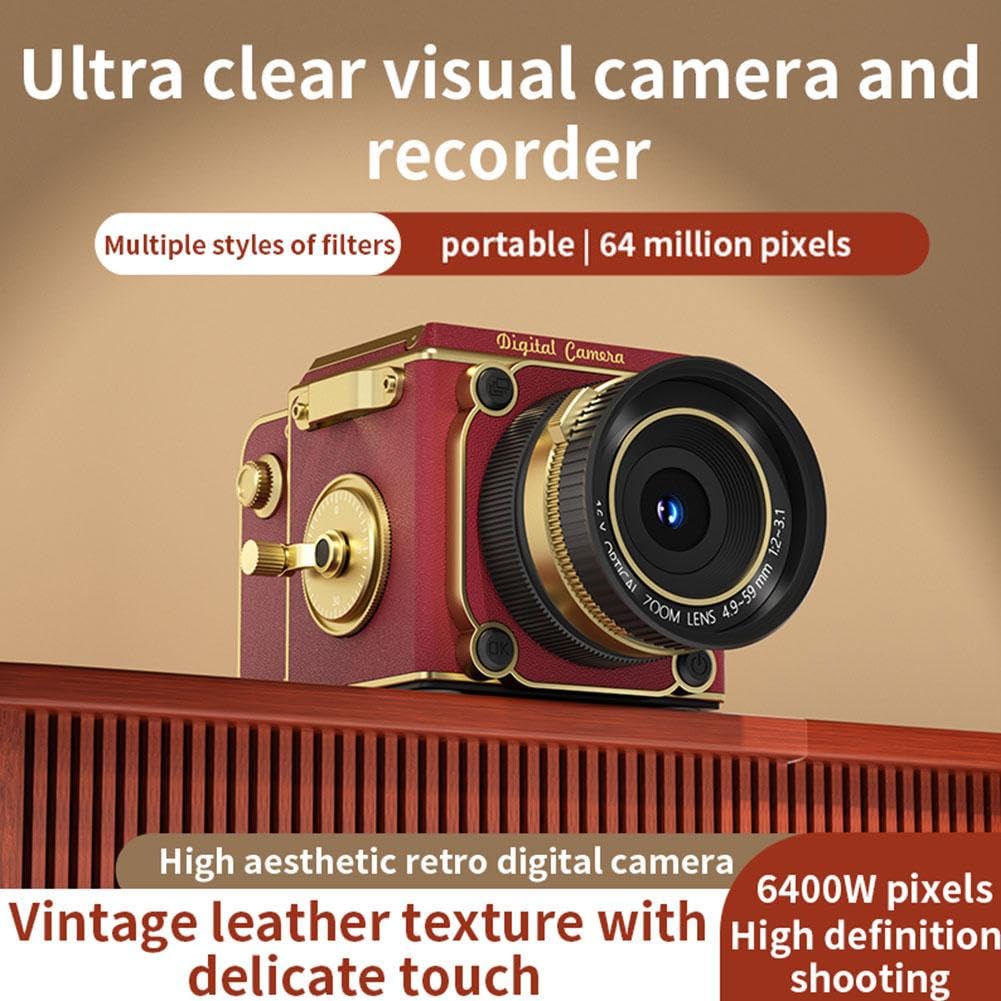 4K Dual-Lens Retro Digital Camera, Portable Mini Vlogging Camera with CCD Sensor, 16X Digital Zoom & OTG Share, Compact LCD Display for Beginners and Content Creators (Red) — view 8