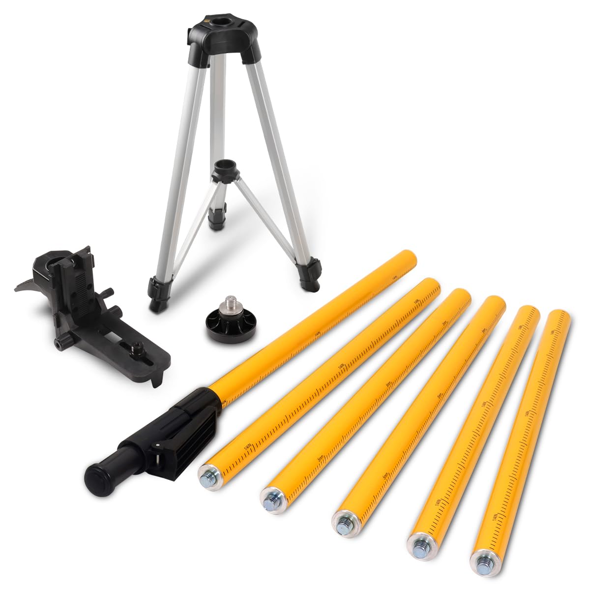 Mountlaser Men's Laser Level Pole, 4.2M Telescoping Pole With Tripod, Laser Level Support Pole For Lasers Level Of Rotary And Line Lasers, 1/4"-20 Thread 5/8"-11 Adapter Included