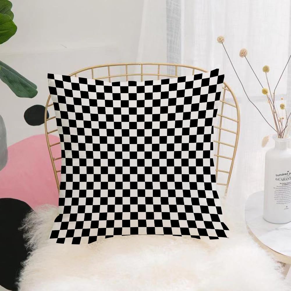Hyosxw Square, Alternating Black And White Square C - A1 Cushion Cover,Throw Pillow Case Home Decorative For Living Room Bedroom Sofa Chair 18X18 Inch,Square, Alternating Black And White Square Chess Board Repeat,Pillowcase 45X45cm