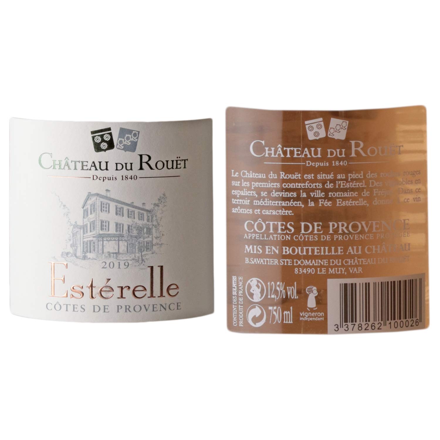 Château du Rouët Estérelle Rosé 2019 - Appellation AOC Côtes de Provence - Vin Rosé de Provence - Lot de 3x75cl - Cépages Grenache, Cinsault