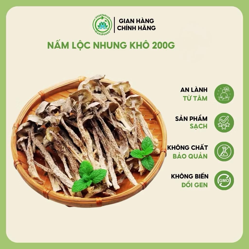 Premium Dried Vietnamese Nam Loc Nhung Mushrooms, Natural Whole Form, Non-GMO, Clean Labeled, 200g/ Package