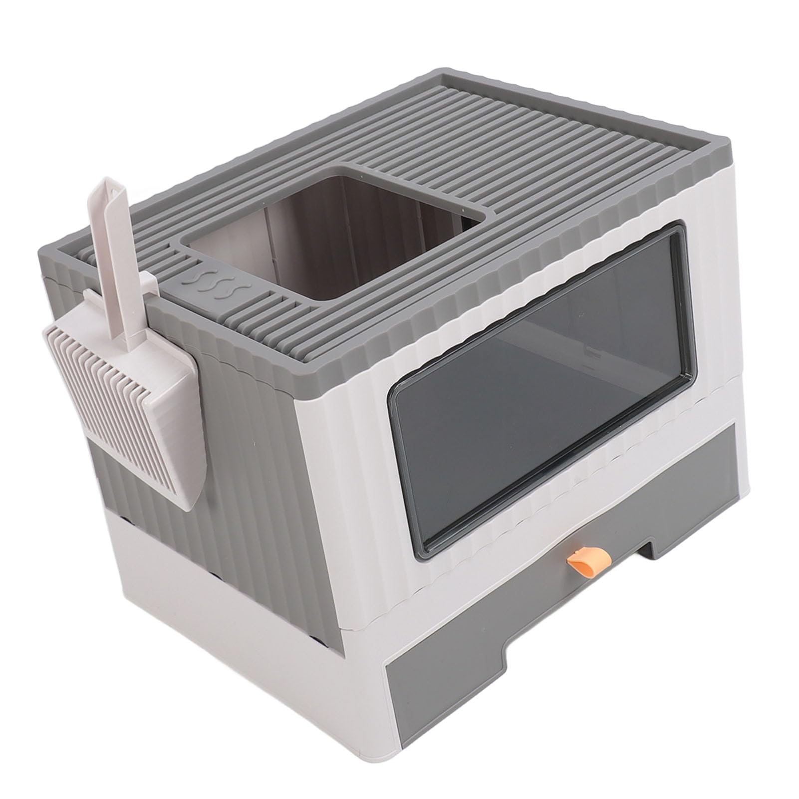 Generic Lettiera per Gatti, Lettiera Gattino Potty Cat Potty con Porta d'ingresso e Paletta per Toilette per Gatto Pieghevole Cazzo per Gatti per Gatto per Adulti, 17.7x13.4x13.2in (GREY)