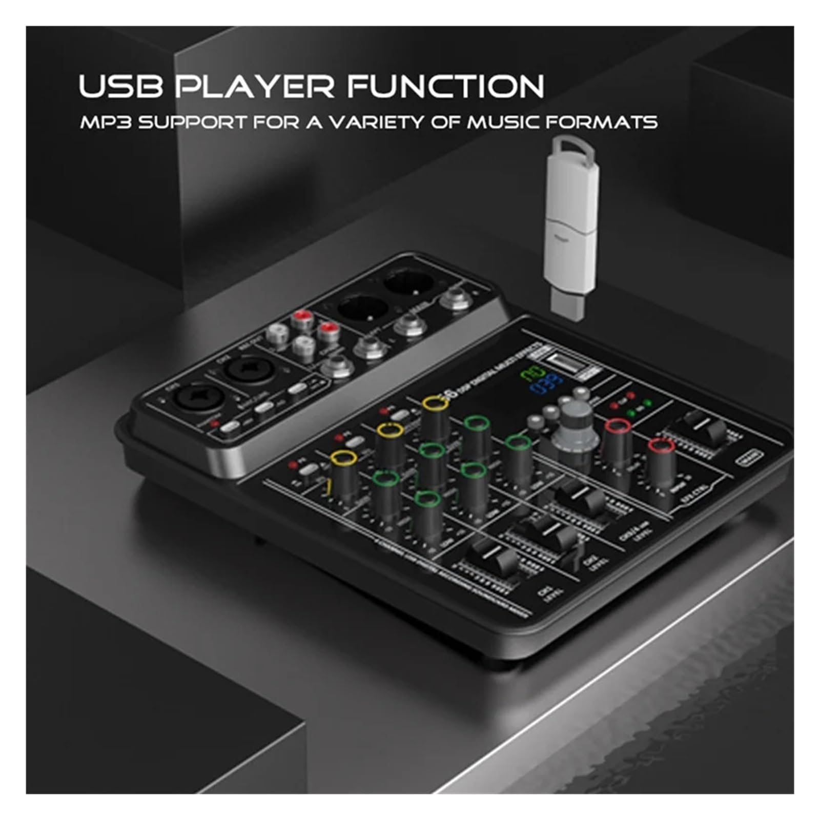 Controller DJ, Mixer a 4 canali con alimentazione Phantom da 48 V, console for DJ da studio USB Bluetooth