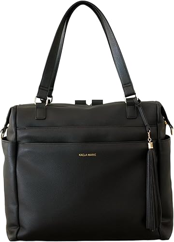 Mochila grande para pañales, bolsa de viaje de cuero vegano con cambiador y correas para cochecito