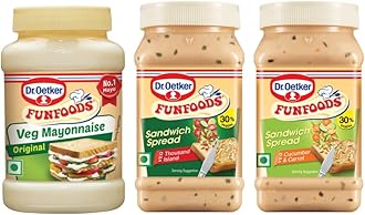 FunFoods Mayonnaise and Sandwich Spread Combo - Veg Mayo Original 250 Grams, Cucumber & Carrot Sandwich Spread 250 Grams and Thousand Island Sandwich Spread 250 Grams
