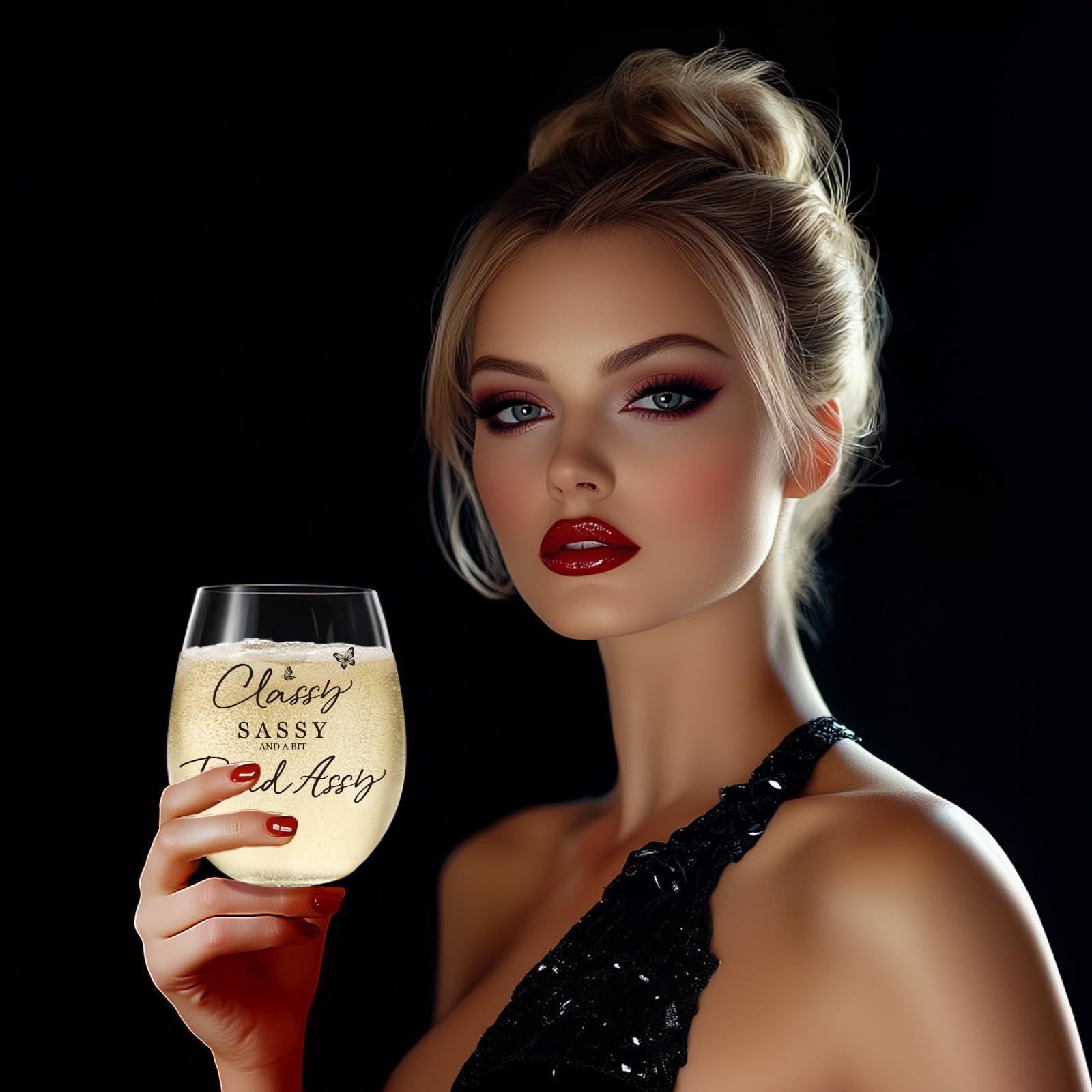 Funny Gifts for Women – Sassy Cute Fun Birthday Present for Friends, Sister, Coworkers, Neighbor Girlfriend Lovers, Gag Gifts for Woman, Man – 15oz Wine Glass for Women, Christmas Gift