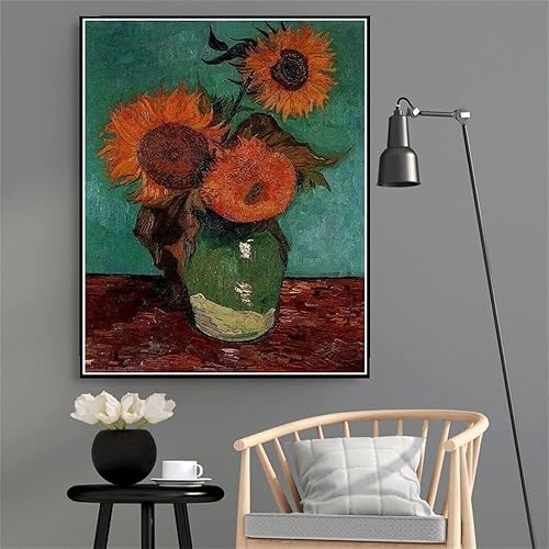 Miniatura 3 de Kits de pintura por números para adultos y niños Vincent Van Gogh Tres girasoles en un jarrón Pintura por Vincent Van Gogh Arts Craft para