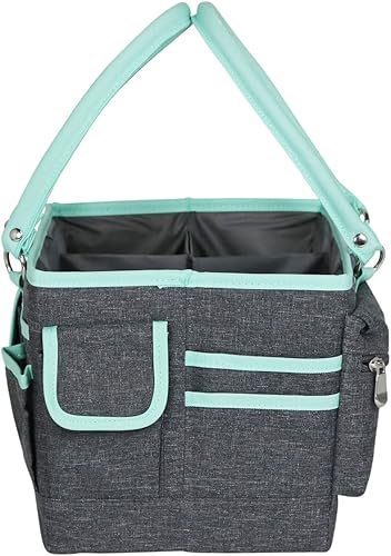 Miniatura 7 de Everything Mary Deluxe Store and Tote, gris jaspeado y verde azulado, organizador para arte, manualidades, costura y álbumes de recortes,