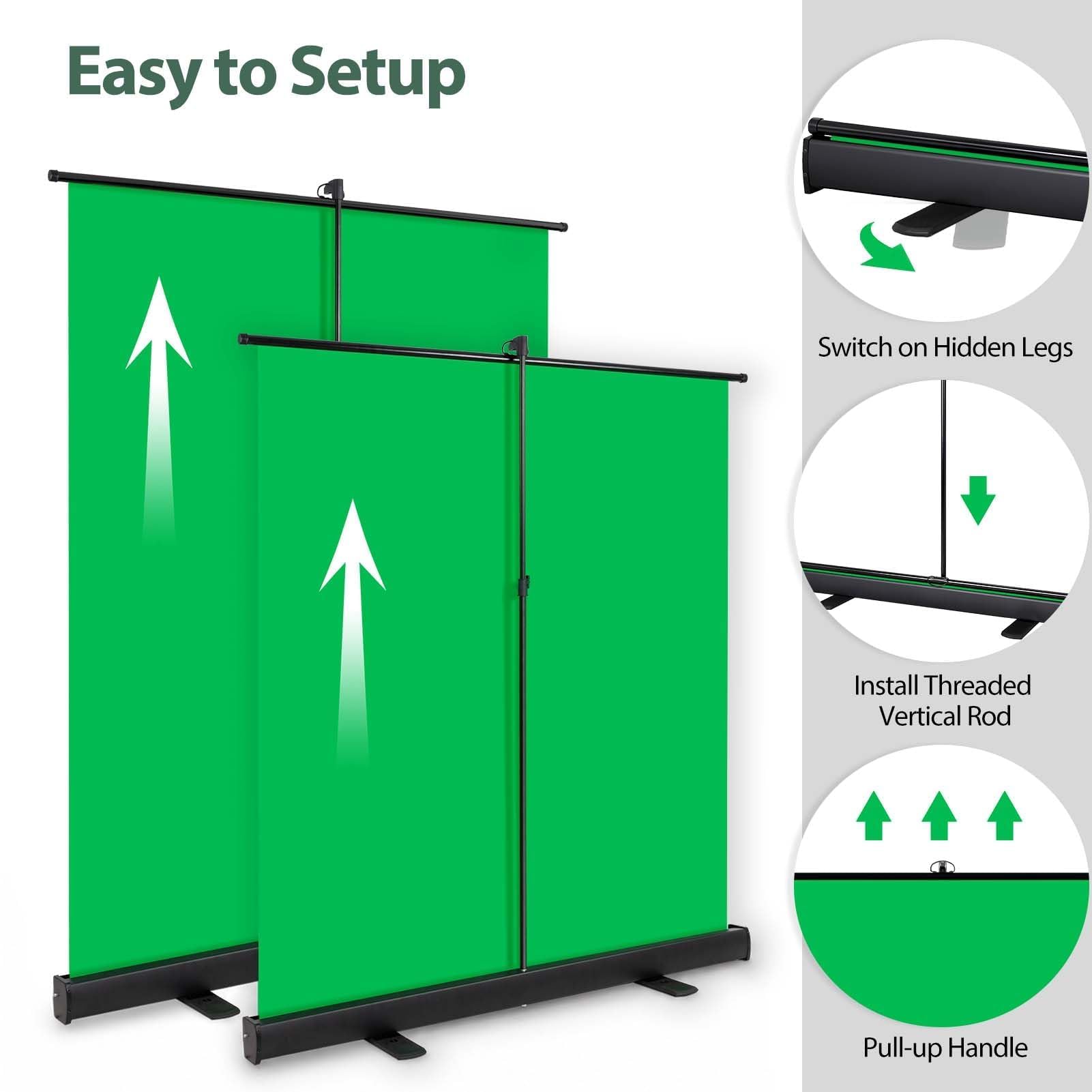 EMART Greenscreen 147x195cm, Greenscreen Roll-up mit Ständer