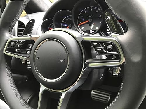 Miniatura 5 de iJDMTOY Extensiones de palanca de cambios de paleta de palas de fibra de carbono auténtica, color negro brillante, compatibles con Porsche Cayenne