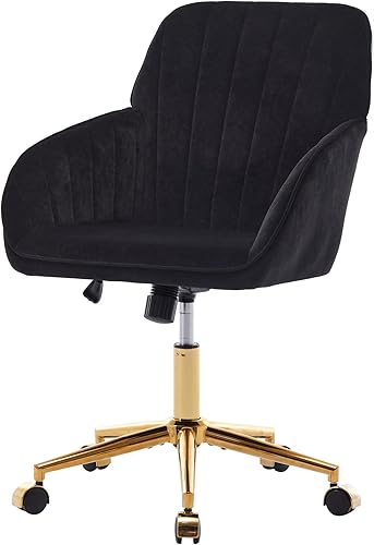 Miniatura 3 de Velvet Adjustable Office Chair with Swivel Wheels, Ergonomic Executive Chair for Bedroom, Study and Dressing Table, Comfortable for Long Sitting