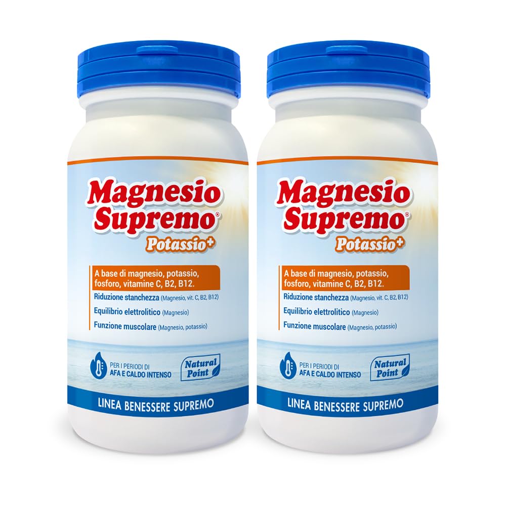 Potassio Integratore in Polvere, 350 g (2x175 g) | Con Magnesio Potassio Fosforo Vitamine B2 B12 C, Supporto Energia Attività Fisica Caldo e Afa