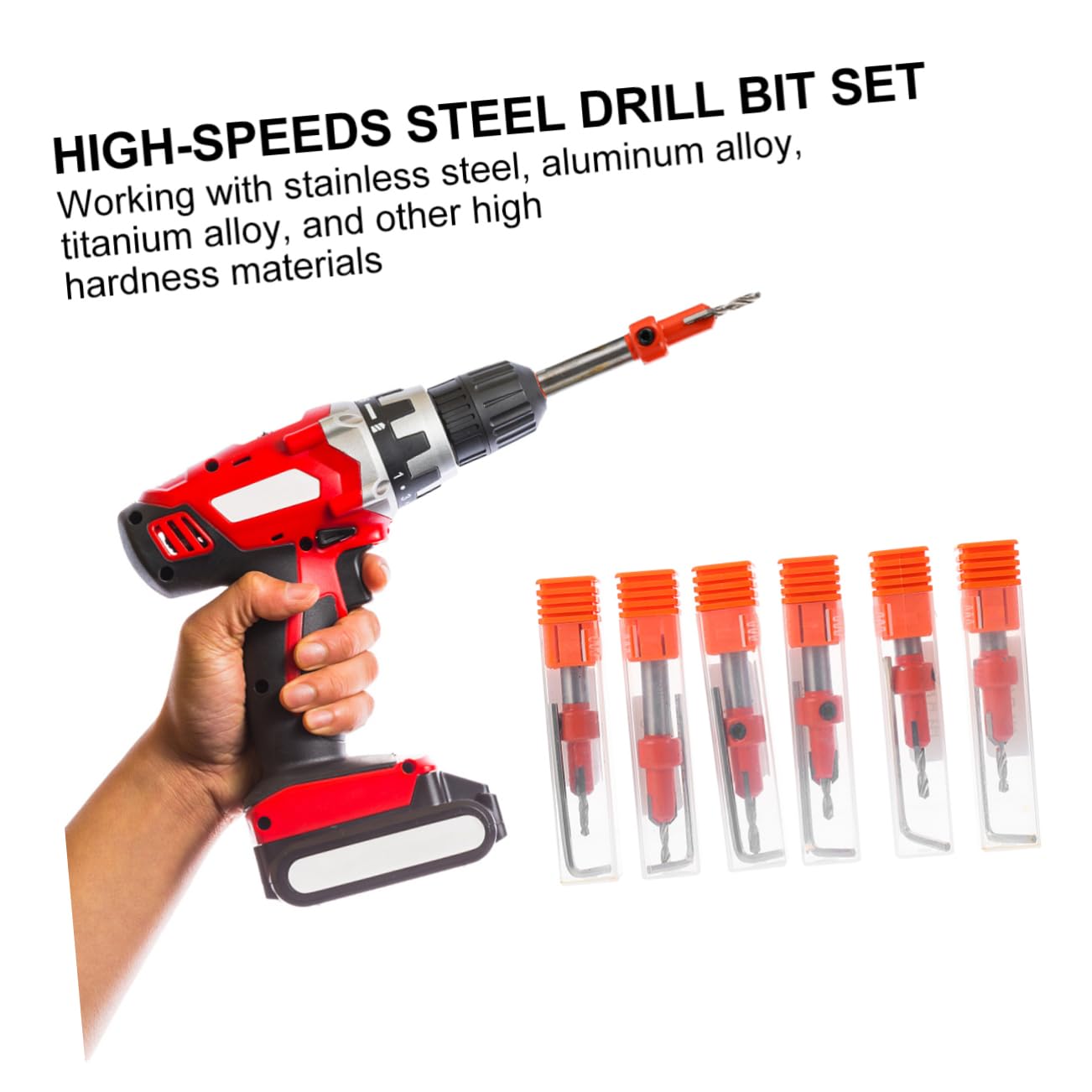 jojofuny Working Countersink Drill Bits Set 6pcs Wood Drilling Bits Screw Step Self Bit Hand Tool Hardware Accessories Chamfer Tool