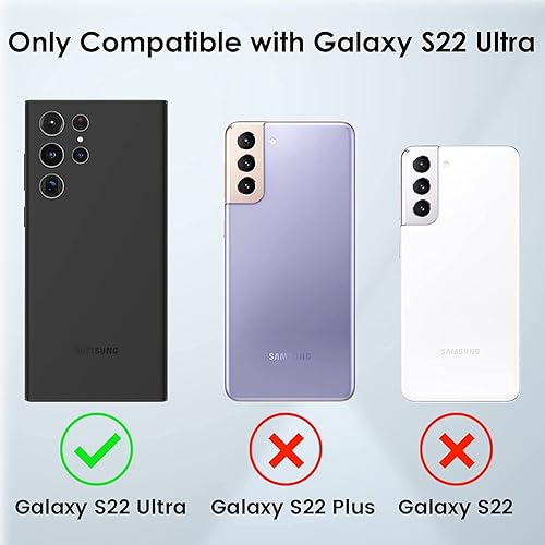 Miniatura 2 de Jeylly Funda para Samsung Galaxy S22 Ultra, con cubierta de cámara y soporte, parte trasera de policarbonato duro de TPU suave, grado militar Funda