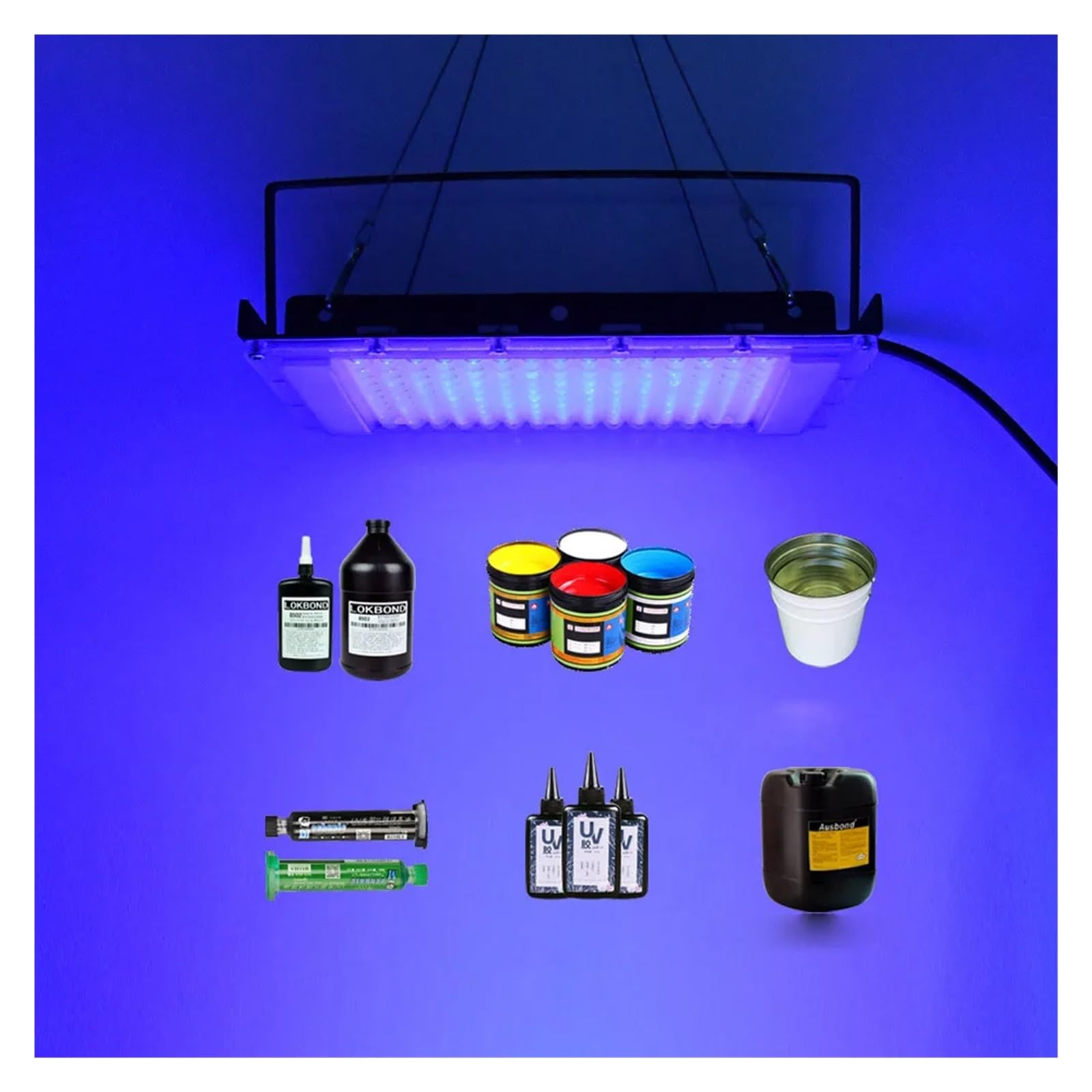 LED 100W/300W Violettlicht 365nm UV-Härtungslampe 395nm Fluoreszenz-Detektionslampe Schattenlose Klebstoff-UV-Härtungslampe Grünes Ölharz(405nm,200W)