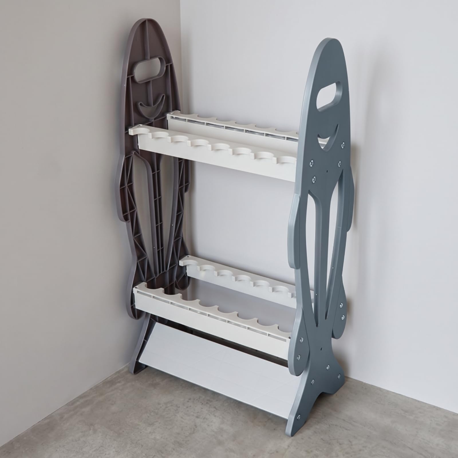 Rastrelliera Porta Canne Salvaspazio Espositore Compatto Supporto per Pescatori, Garage , Grigio , style to 1
