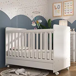 Berço multifuncional americano Pimpolho 3 em 1 com rodízios Multimóveis Branco 3 ANOS DE GARANTIA