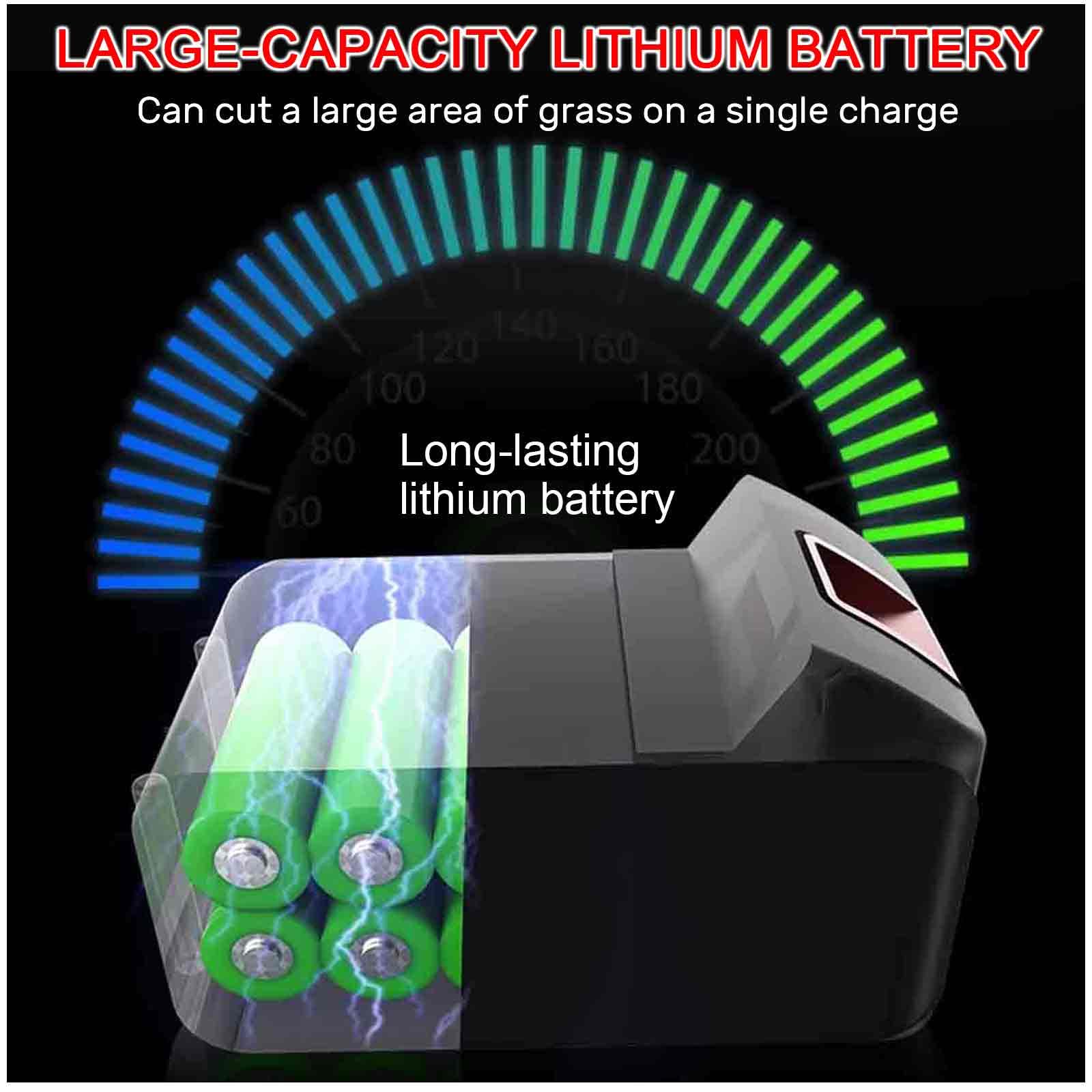 Cortacésped eléctrico a batería, pequeño, Cabezal Ajustable, Motor de Cobre de Alta Potencia sin escobillas, batería de Litio de 21 V y 3 Ah, 16 Juegos