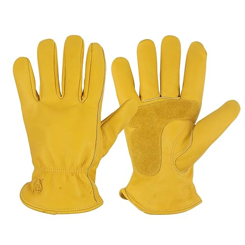 KKOYING Guantes de trabajo de cuero para invierno, guantes de trabajo aislados cálidos, guantes de cuero suave para clima frío