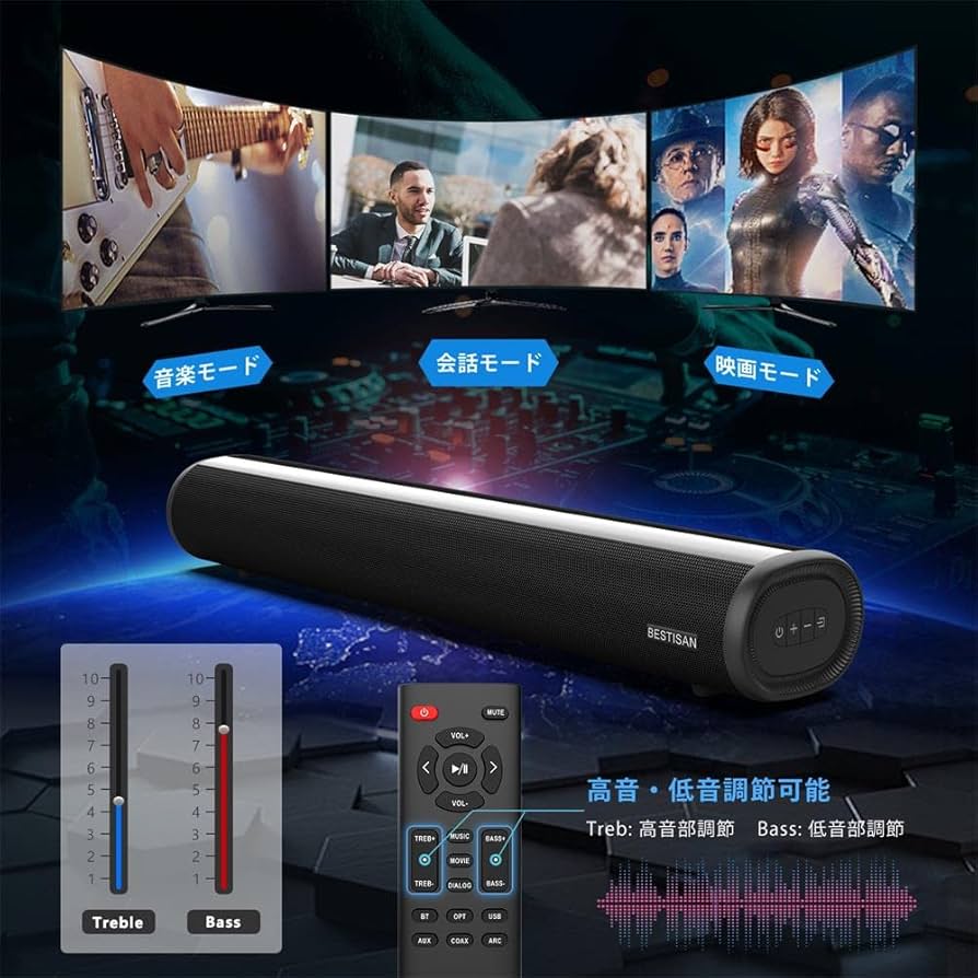 Amazon.co.jp: BESTISAN サウンドバー ARC対応 50W 2.0CH サブ