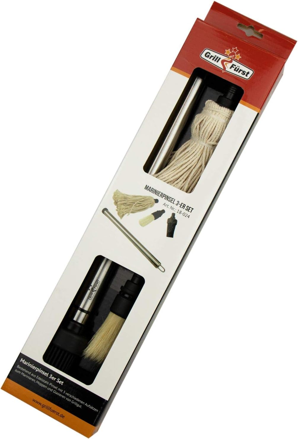 Grillfürst Marinating Brush Set with 3 Attachments Silicone Brush