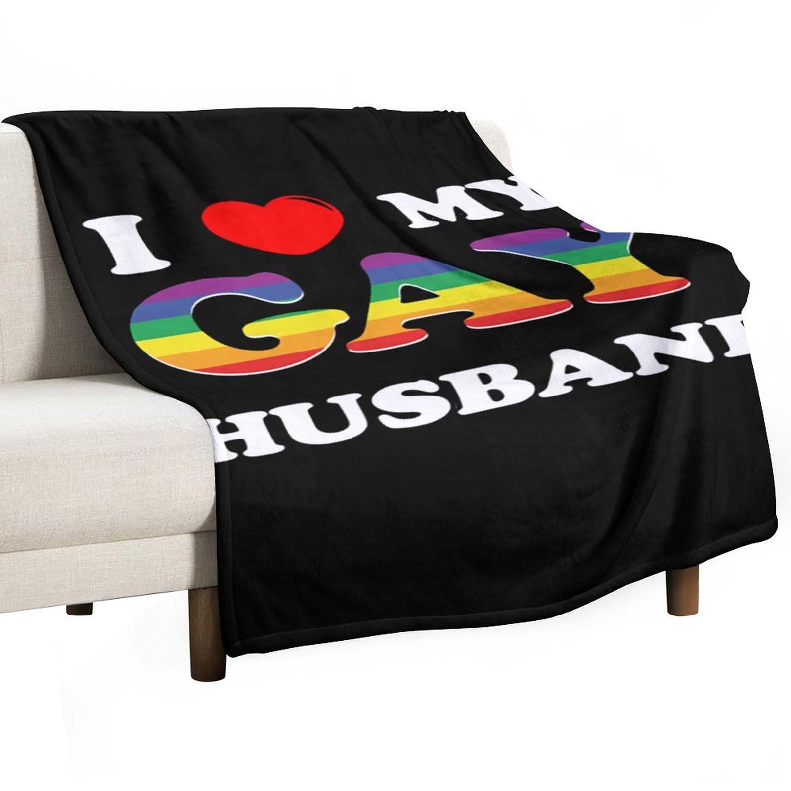 Cgsbngha Style I Love My Gay Husband Flannel Fleece Blanket Lightweight Soft Throw Blankets For Sofa Couch Bed Chair