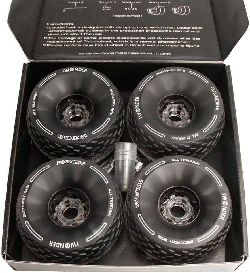 IWONDER Cloud Wheel 120mm Discovery Electric Skateboard Wheels Patented Damping Foam Core All Terrain Off Road Translucent Urethane Longboard Wheels（Not Applicable to Hub Motor