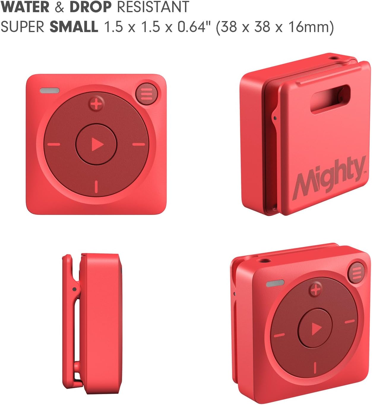 Mighty 3 Spotify & Amazon Music Player - Compatible with Bluetooth & Wired Headphones - 1,000+ Song Storage - Screen Free Music Player - No Phone Needed - (Red)