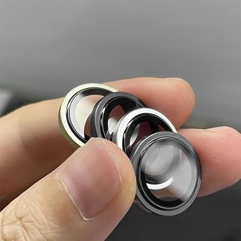 TENOC Camera Lens Protector for iPhone 11 Pro & iPhone 11 Pro Max & iPhone 12 Pro, 9H Tempered Glass Camera Screen Cover, Black Metal Individual Ring