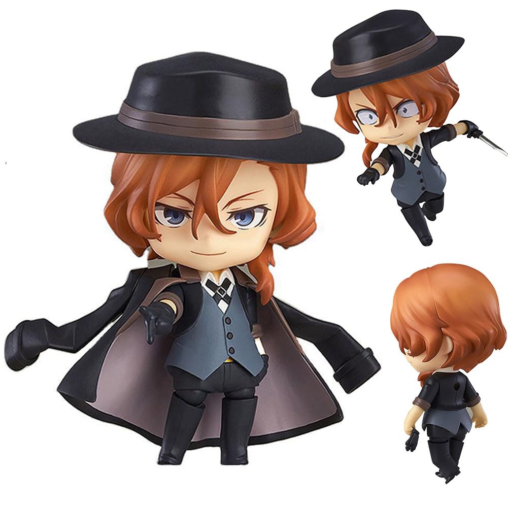 Jiumaocleu Bungo Stray Dogs Nakahara Chuuya Action Figure Q Ver Anime BSD Collectible Cute Handmade Desktop Decoration for Fans — image 1