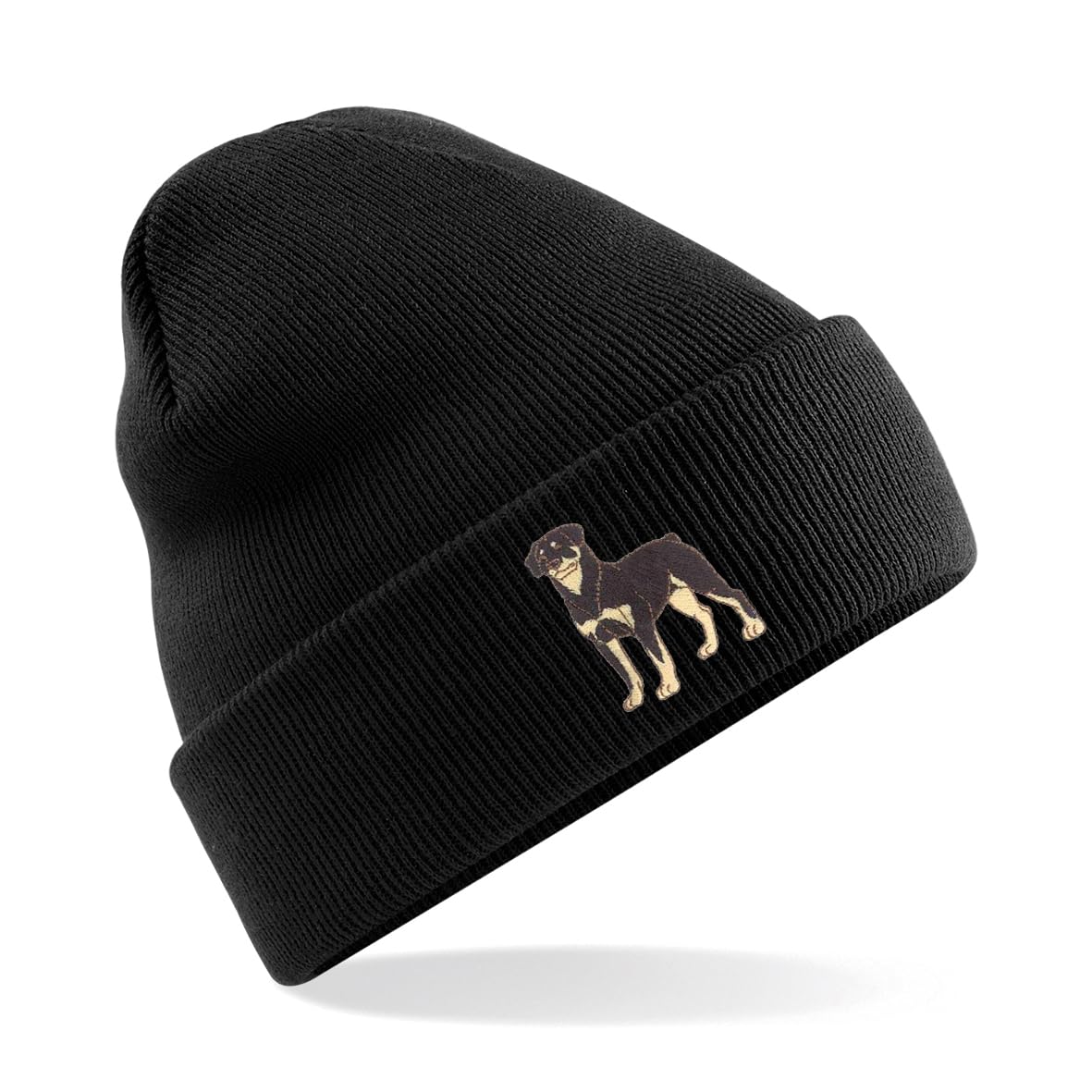 PSave Rottweiler Dog Premium Embroidered Beanie Hat, Bob Hat Embroidery Dog Lover Beanies (Acrylic, Black)