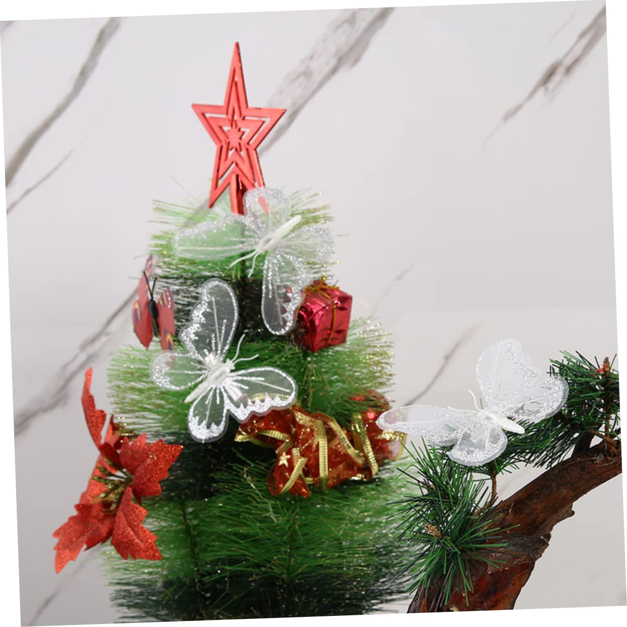 STOBOK 5 Sätze Künstliche Schmetterlingsdekorationen UV Dekorative Schmetterlingsornament Simulation Schmetterlinge Hochzeit Schmetterlingsapplikation Dekorieren Weiße 12 Stücke * 5