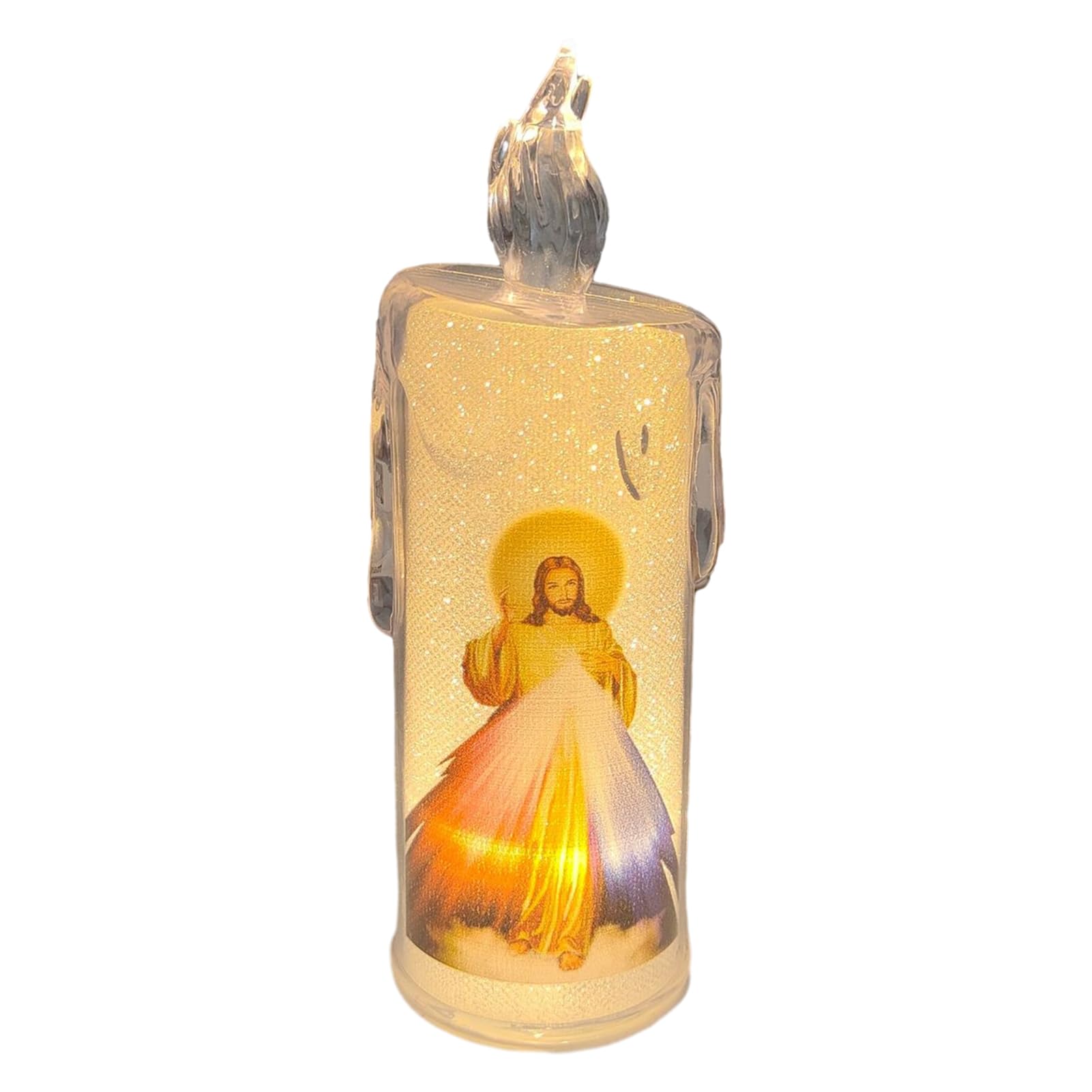 tongfeng Flameless Flickering Devotional Prayer Candle - LED Jesus Candle, Flameless Fake Pillar Candles for Home Decoration, and Easter for Church Members