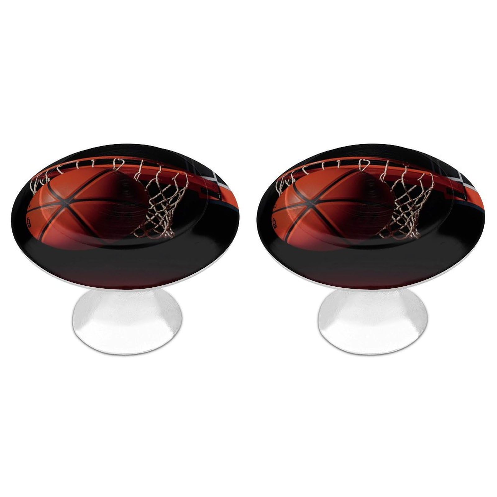 FekiLoot Basketball Cabinet Knobs 2 Pack Stainless Steel Round Dresser Drawer Knobs Kitchen Drawer Hardware Dresser Knob Closet Door Pulls Cabinet Handles for Cupboard Drawer Pulls