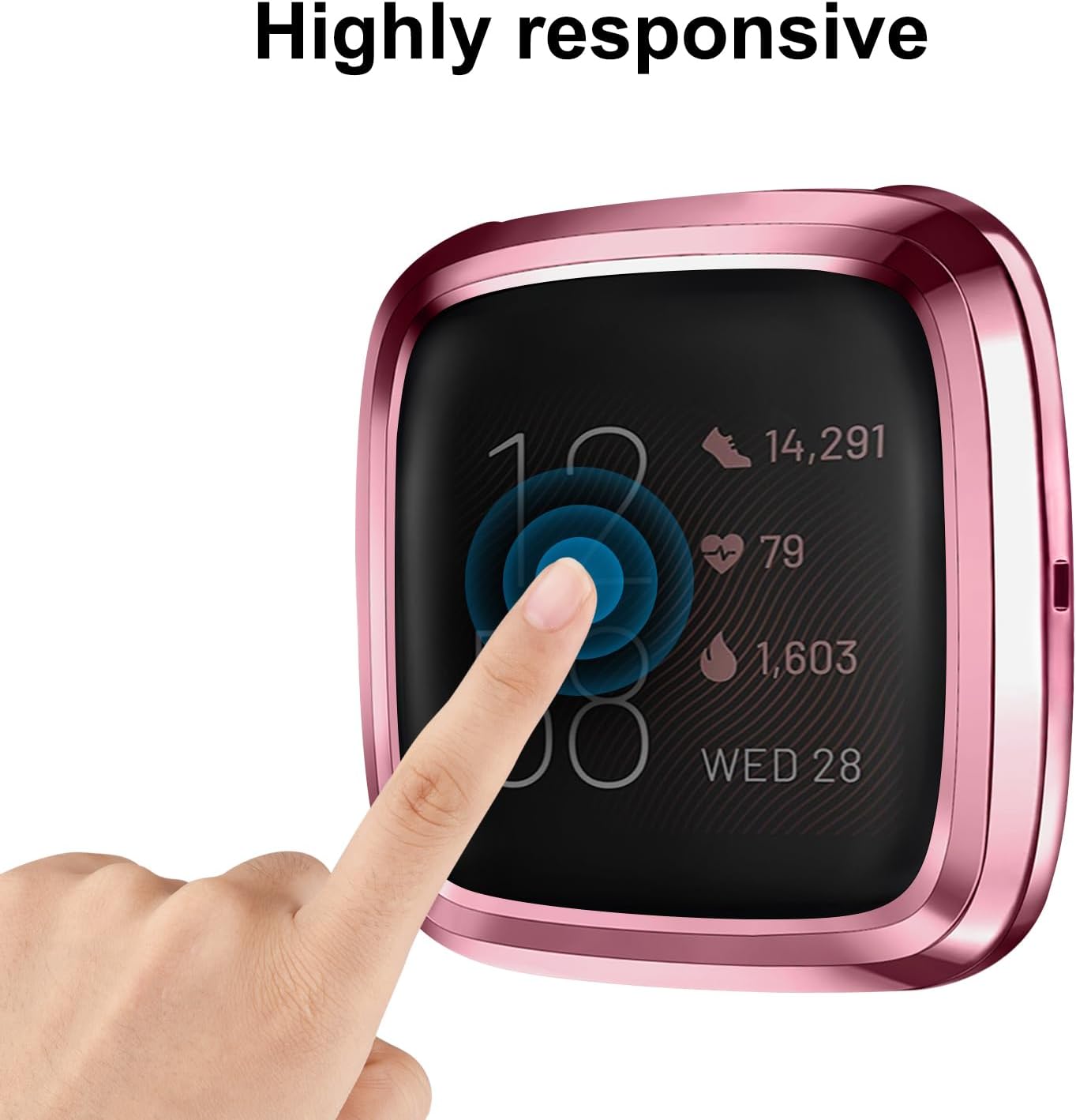3 Pack Screen Protector for Fitbit Versa 2, TPU All-Around Protective Case Cover Rugged Bumper Shell Accessories