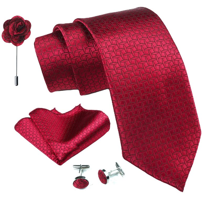 AXLONmens Tie Set Tie Cufflink Pocket Square Brooch Pin Set (pack of 4)