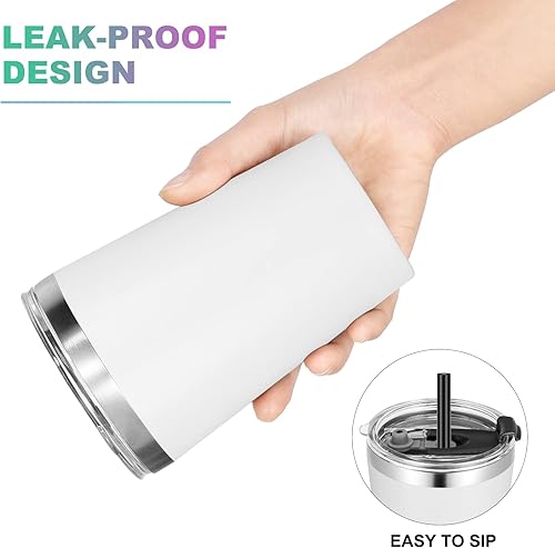 Miniatura 6 de VEGOND - Vaso de acero inoxidable con tapa y pajita, 12 onzas, doble pared con aislamiento al vacío, taza de café reutilizable para viaje