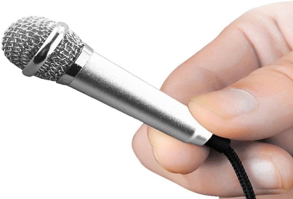Boytond Mini Portable Karaoke Mice Mobile Phone Rophonmicrophone Studio Microphone Wired with Holder Clip for Pc Laptop Notebook Karaoke Usb Cable for Apple Iphone Andriod Sumsung (Silver)