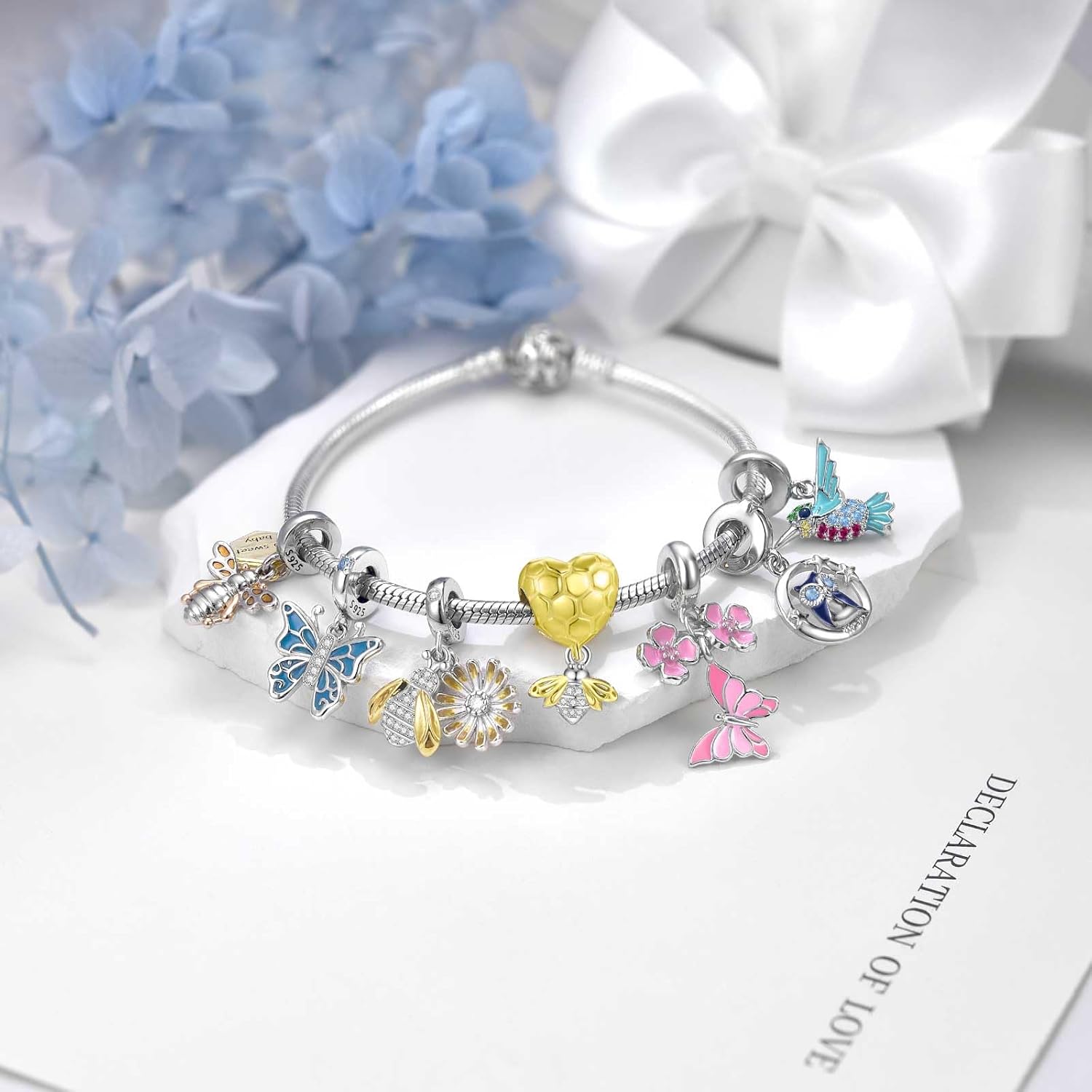 SEVENWELL Charms for Pandora Bracelets Travel Ocean Bees Airplane Lipstick Butterfly Evil Eyes Bead Charm Collection for Women 925 Sterling Silver Pendant Dangle Jewelry - Image 6