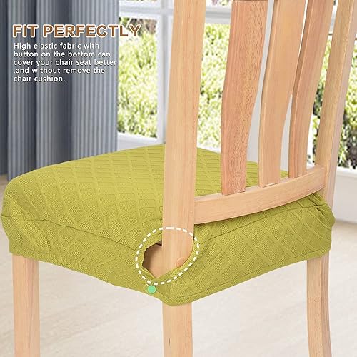 Miniatura 5 de Deisy Dee Fundas de asiento elásticas de jacquard para sillas, fundas de asiento para sillas de comedor, fundas protectoras de asiento de silla
