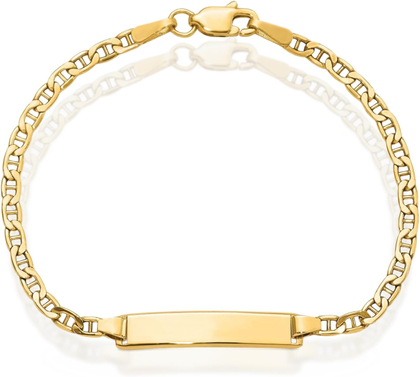 IceCarats 14K Solid Yellow Gold Anchor Mariner Link Chain Name Bar Identification ID Bracelet