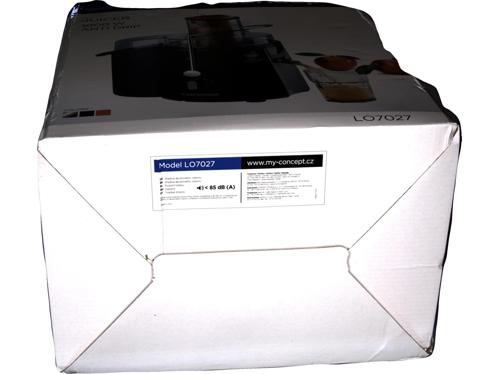 Concept LO7027 sokowirówka z otworem wlotowym XXL, 7,2 cm i dwoma poziomami przełączania, 16 800 obrotów na minutę, 1,8 l, 1000 W, czarna