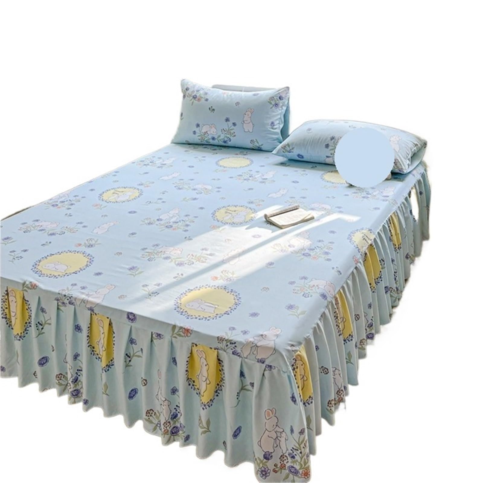Ruffled Bedspread Printed Bed Skirt With Pillowcase Queen Size Cover Set Ruffles Mattress Protector Home Linen Soft Bedspread Jupe De Lit(N,SKing 200x220cm 3pcs)