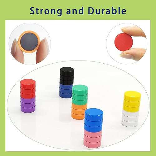 Miniatura 18 de Imán para nevera, paquete de 20 imanes de 10 colores, mini imanes fuertes para pizarra blanca, casillero y mapa, coloridos imanes redondos lindos