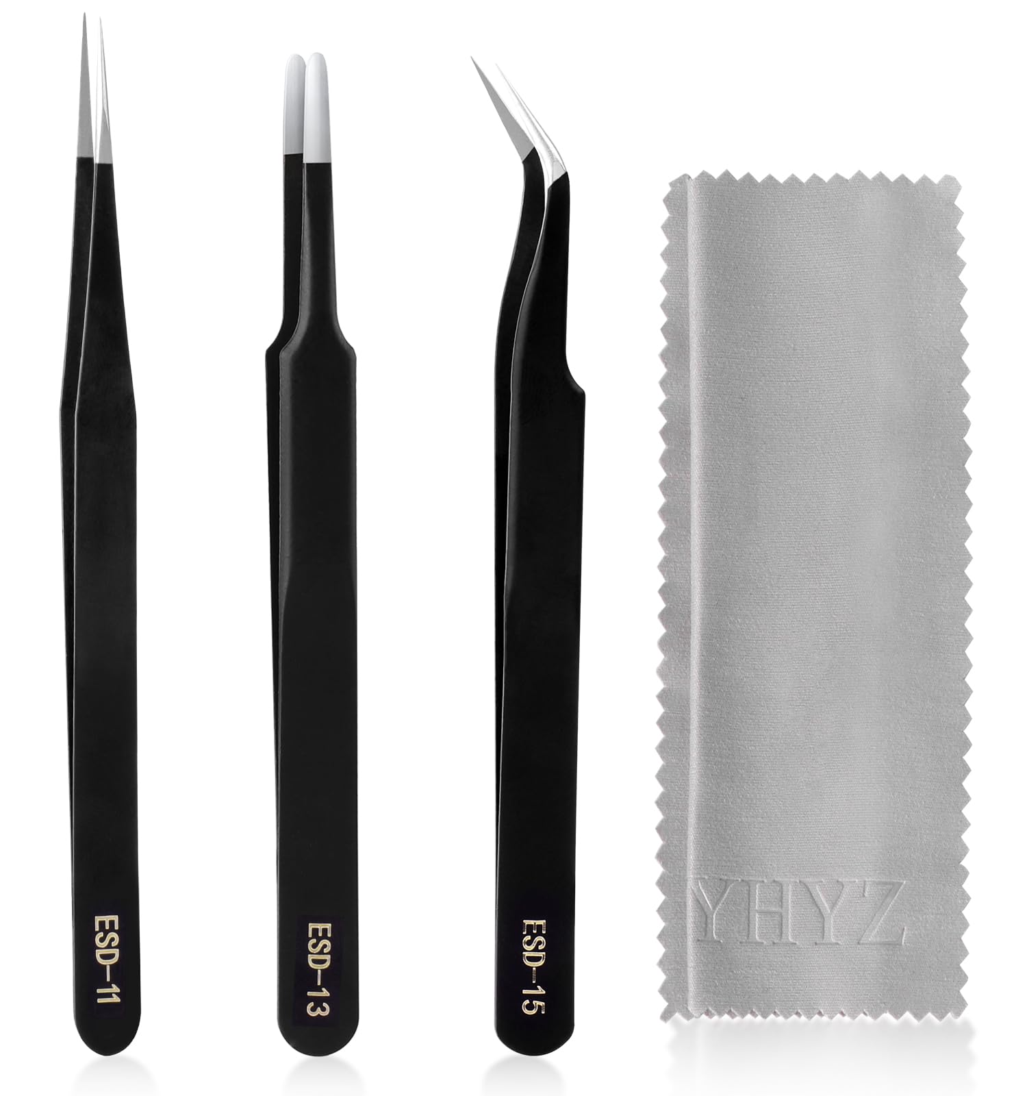 YHYZ 3PCS Precision Tweezers Set, Premium Stainless Steel Anti-Static ESD Tweezes, Suitable for Tweezers, for Craft, Electronic, Soldering, Model,
