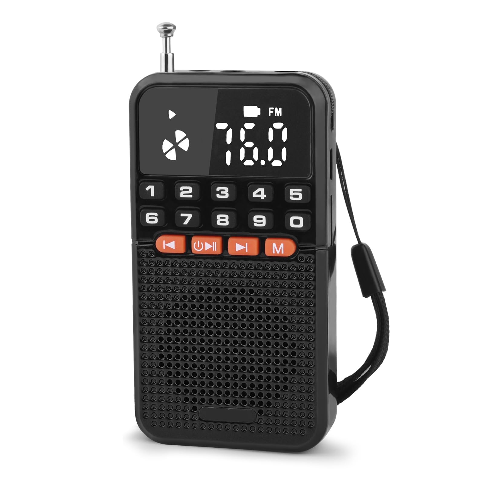 Portable FM Mini Radio, Multifunctional Pocket Radio, Digital Tuning Stereo Radio, Mini Receiver with LCD Screen, USB Rechargeable, Bluetooth Speaker & Tuning Light for Walking Jogging