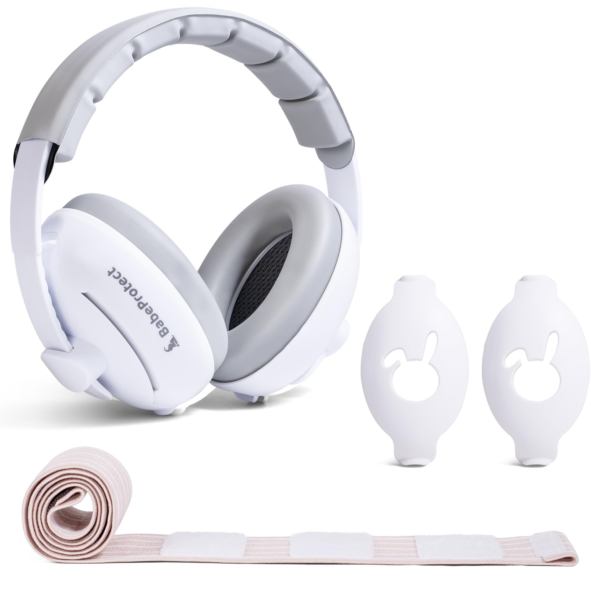 Babeprotect - Casque Anti Bruit Bébé Beige 2 en 1 - Protection Auditive Certifiée CE 25 dB - Réglable et Confortable - Sommeil Amélioré - Idéal Avion, Fêtes, Déplacements - 0 à 48 Mois -