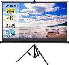 Release Projector Screen with Tripod Stand 43 Portable Projection Screen 4K 3D Projector Movies Screen for Home Office Indoor Outdoor Size 100 inch