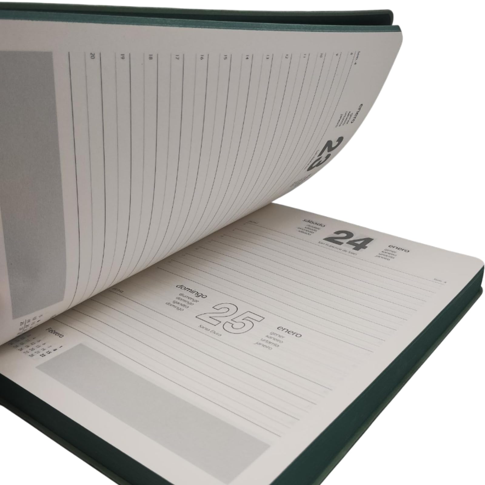 Agenda 2026 Jour par Page A5 Couverture Flexible Similicuir Planificateur Annuel Espagnol Hanoï Vert
